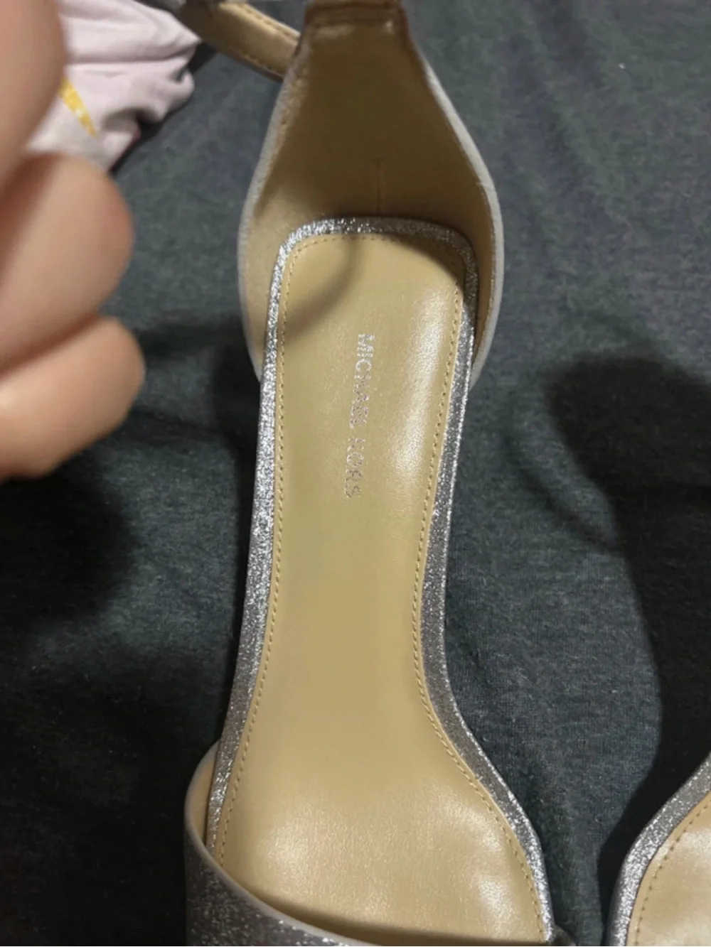 Michael Kors Silver Glitter Ankle-Strap Heels